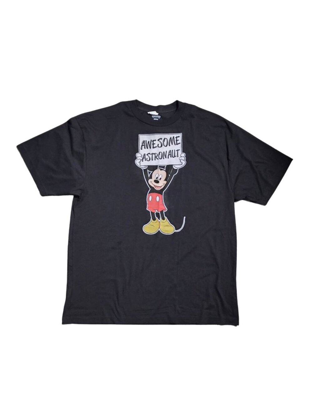 NWOT | Disney Mickey Mouse "Awesome Astronaut" Sign Graphic Black T-Shirt | 3XLT